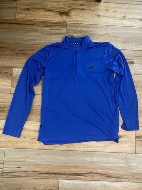 adidas Royal Blue Long Sleeve Performance Quarter-Zip Jacket